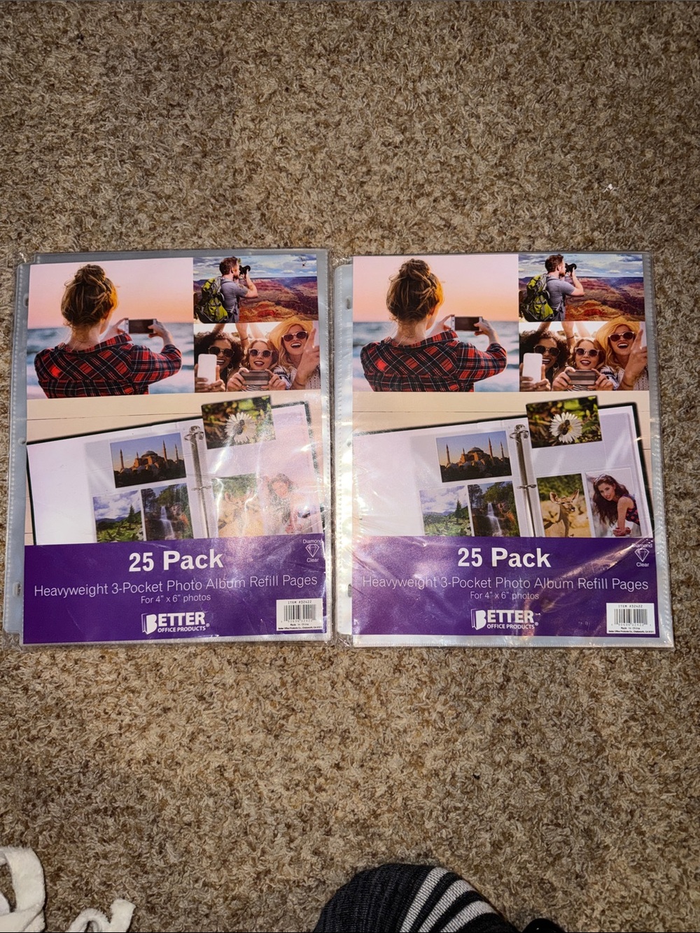 Two 25 Pack 4X6" Photo Album Refill Pages for 3 Ring Binder